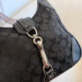 Coach Black Signature Hamptons Signature Hobo Bag