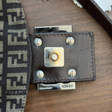 Navy Fendi Zucca Baguette FF Shoulder Bag