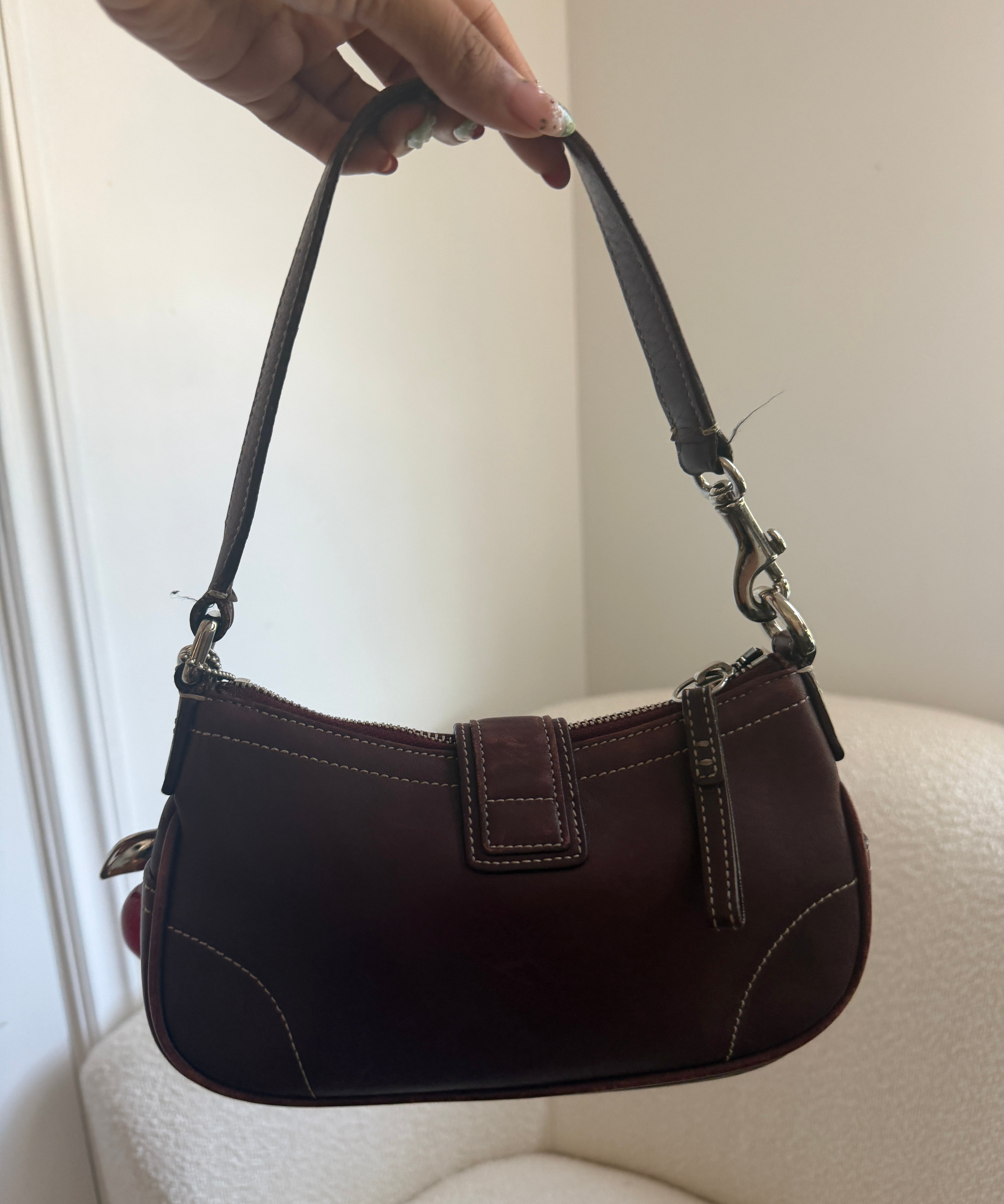 Rare Coach Maroon Leather Demi Hamptons Buckle Bag