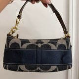 Coach Denim Stripe Monogram Mini Carly Bag