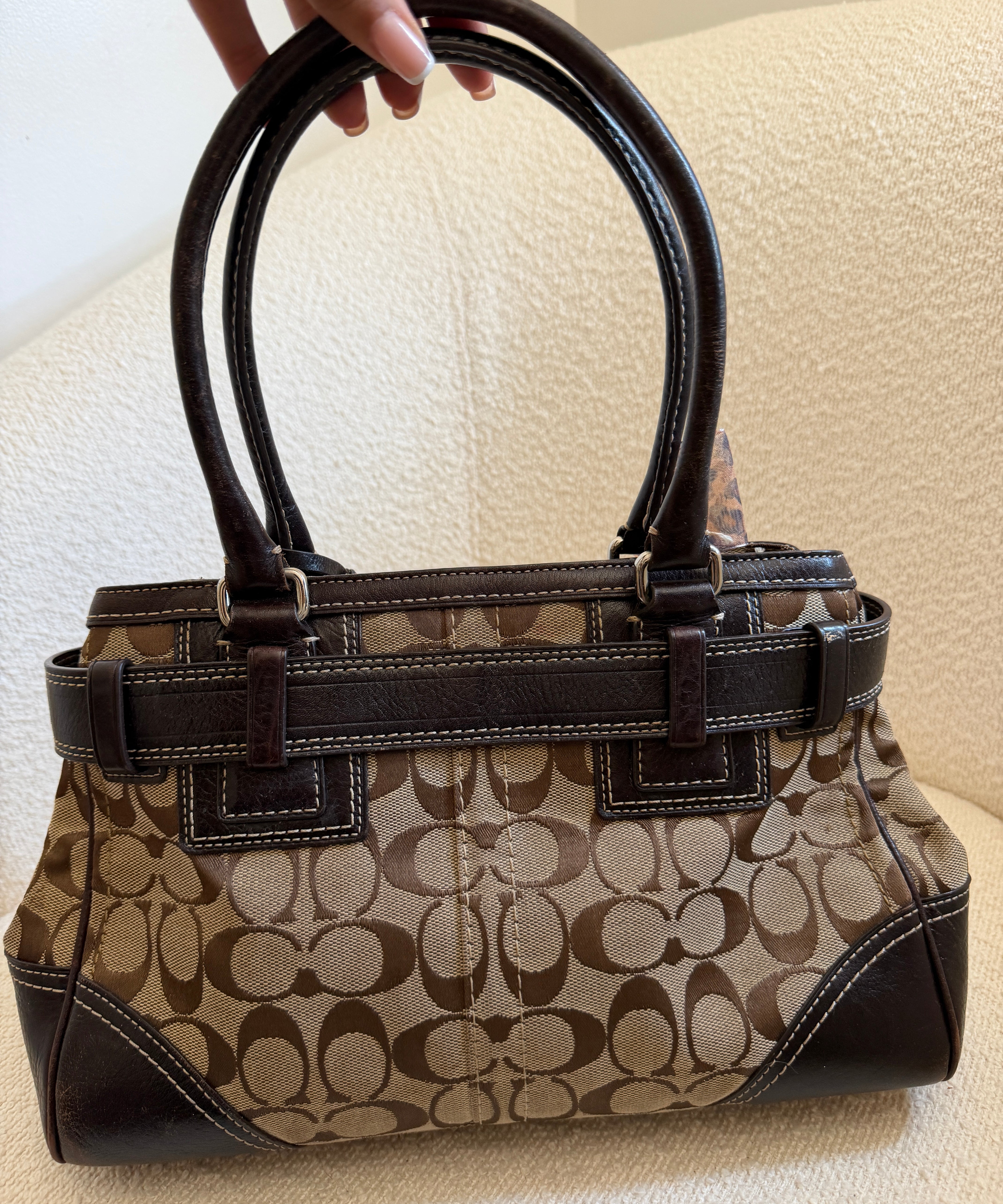 Coach Brown Signature Hamptons Carry-All Bag