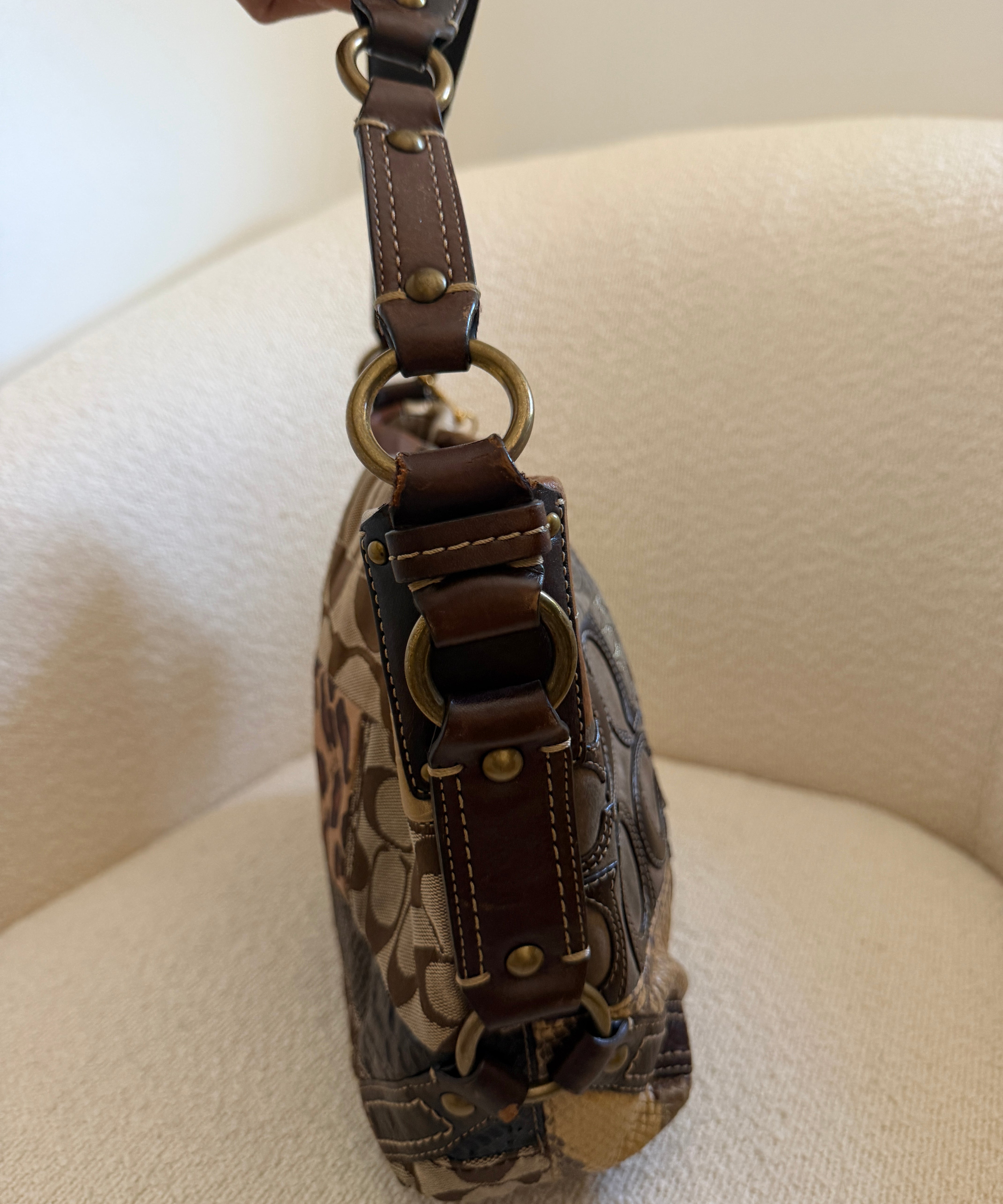Coach Medium Leopard Patchwork Carly Bag