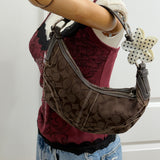 Coach Brown Canvas Mini Hobo Bag