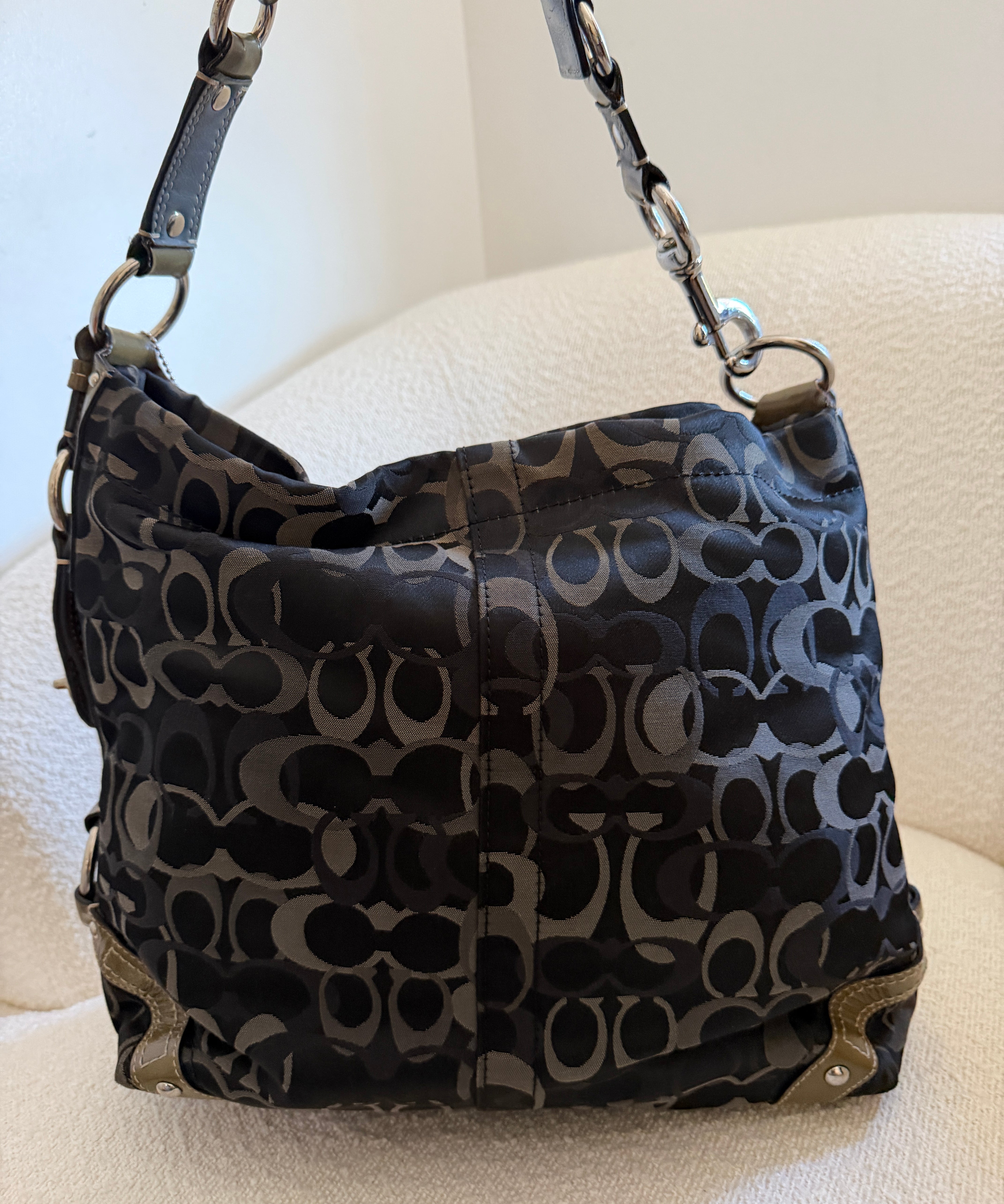 Grey Coach Canvas Large Carly Bag