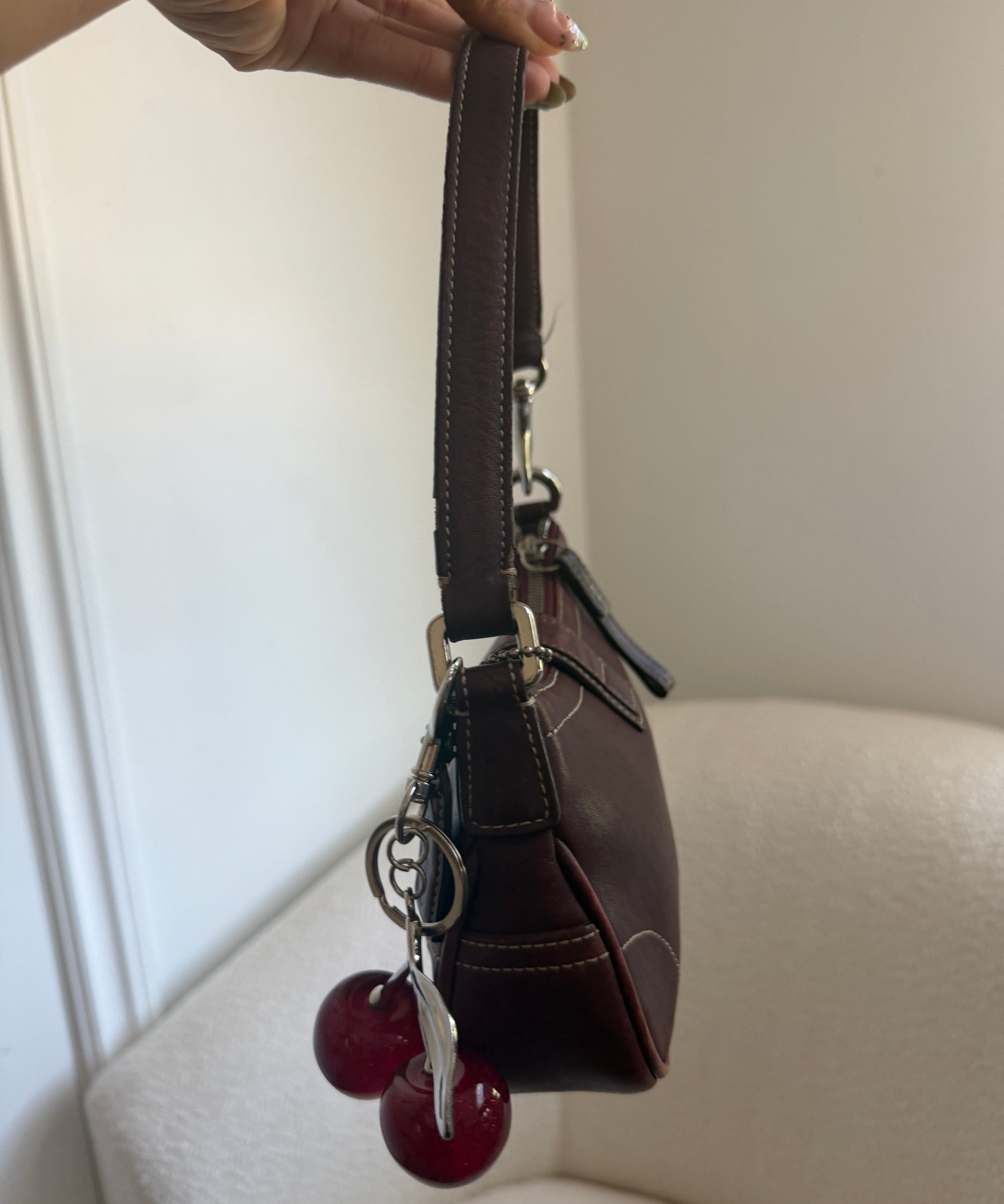 Rare Coach Maroon Leather Demi Hamptons Buckle Bag