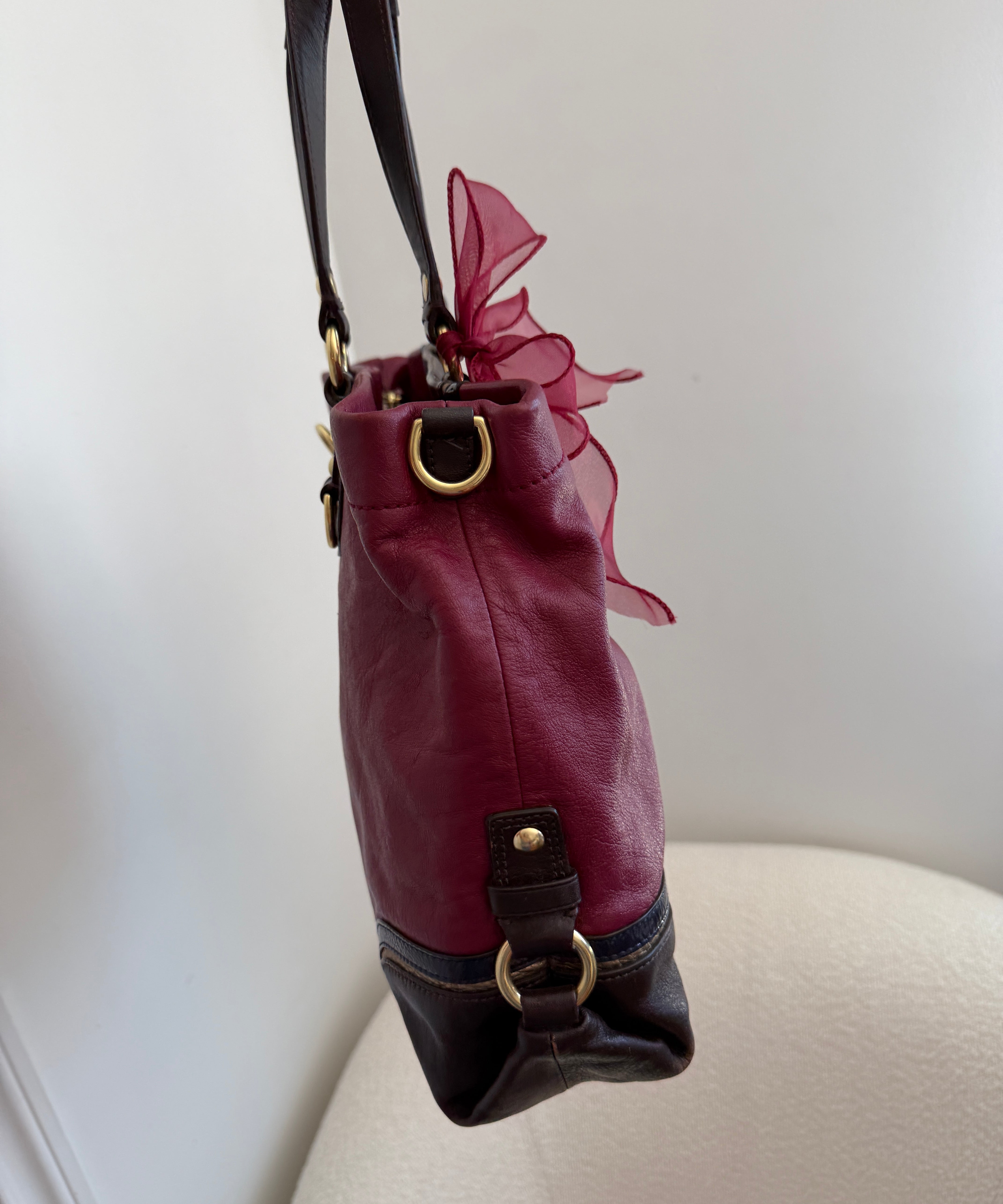 Coach Red Leather Ashley Carry-All Bag
