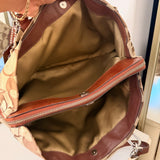 Coach Brown Signature Snakeskin Trim Tote Bag