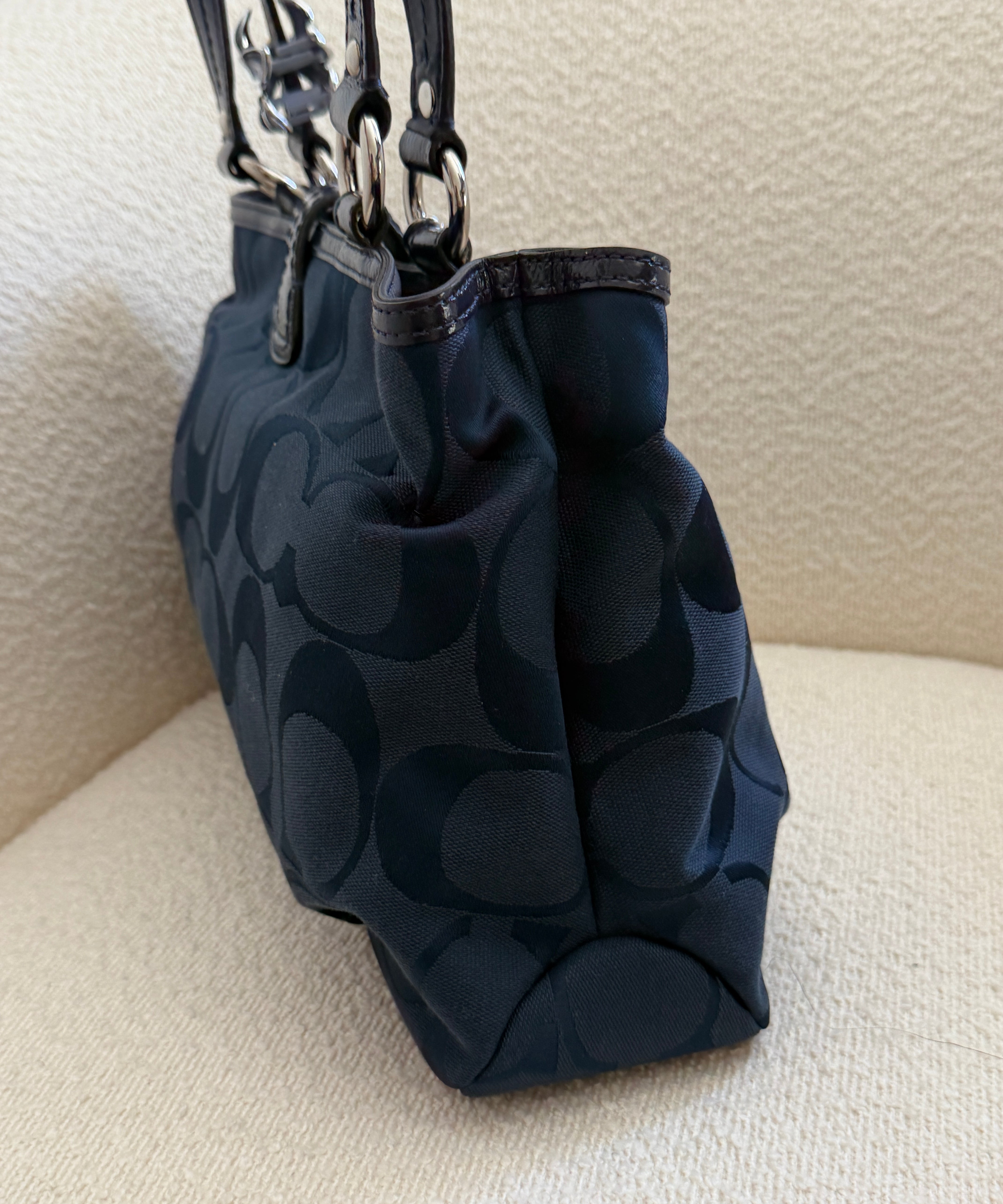 New Coach Navy Signature Tote Bag