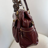 Coach Burgundy Peyton Patent Leather Turnlock Legacy Bag