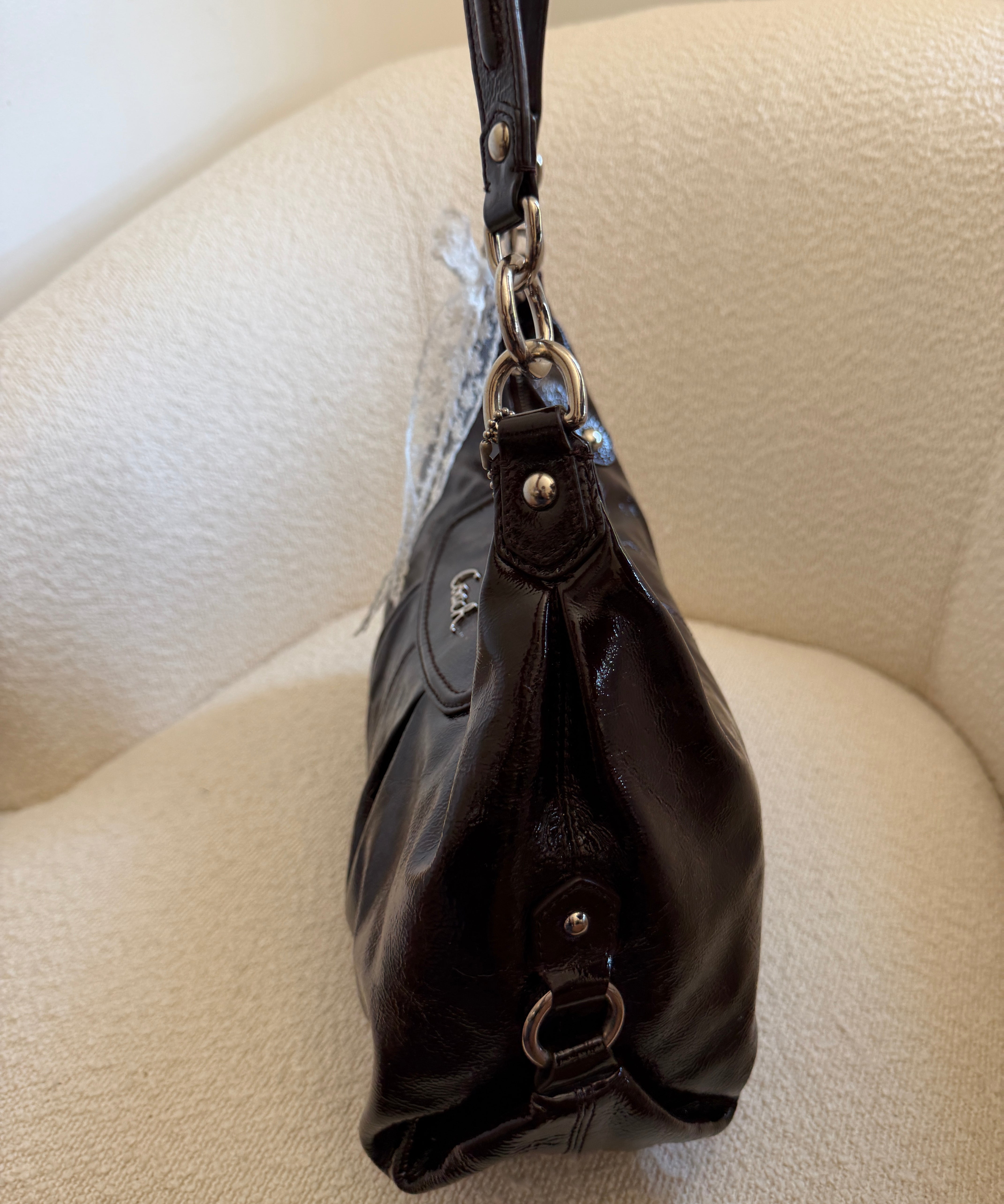 Coach Brown Patent Ashley Shoulder Bag