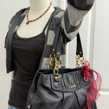 Coach Black Leather Ashley Carry-All Bag