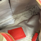 Brown Coach Signature Shoulder Bag with Orange Trim