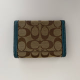 Coach Blue Trim Signature Print Wallet