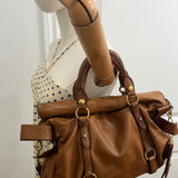 Miu Miu Brown Vitello Lux 2-Way Leather Hand Bag