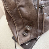 Mocha Balenciaga Lambskin Leather Work Bag