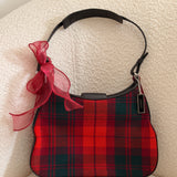 Coach Plaid Red Tweed Tartan Hamptons Shoulder Bag