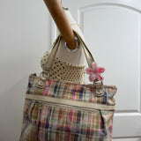 Coach Plaid Madras Poppy Tote Bag