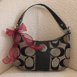 Coach Black Stripe Mini Signature Shoulder Bag
