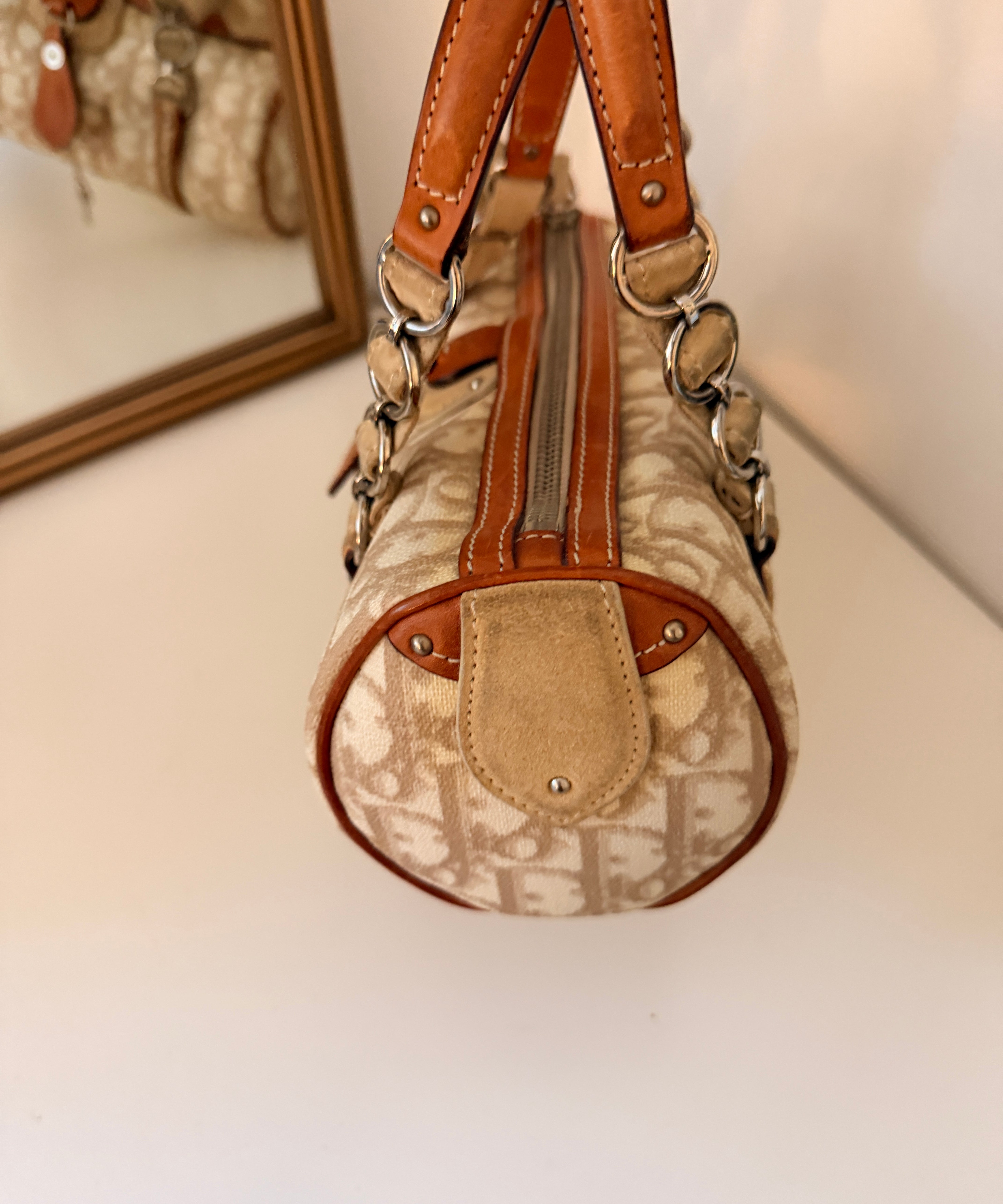 White Dior Romantique Mini Barrel Bag