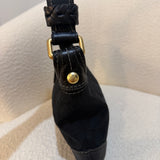 Coach Black Monogram Shoulder Bag with Brass Hardware
