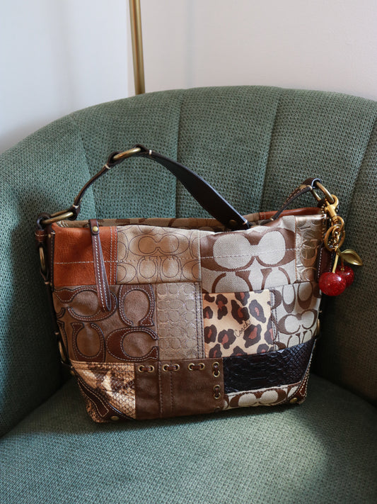 Rare Coach Leopard Patchwork Carly Bag