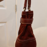 Coach Burgundy Suede Hamptons Carry-All Bag