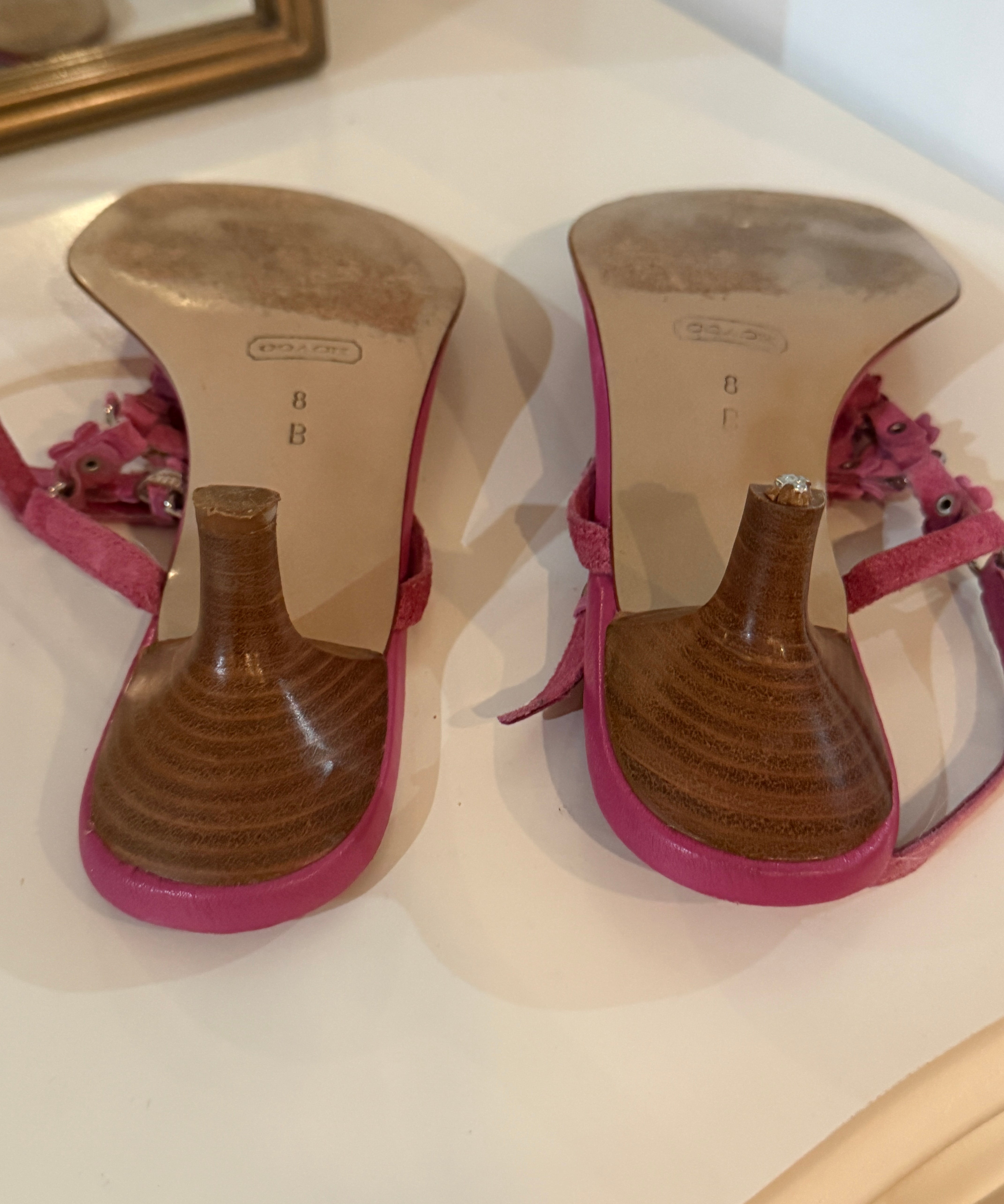 Coach Pink Floral Kitten Heels (8)