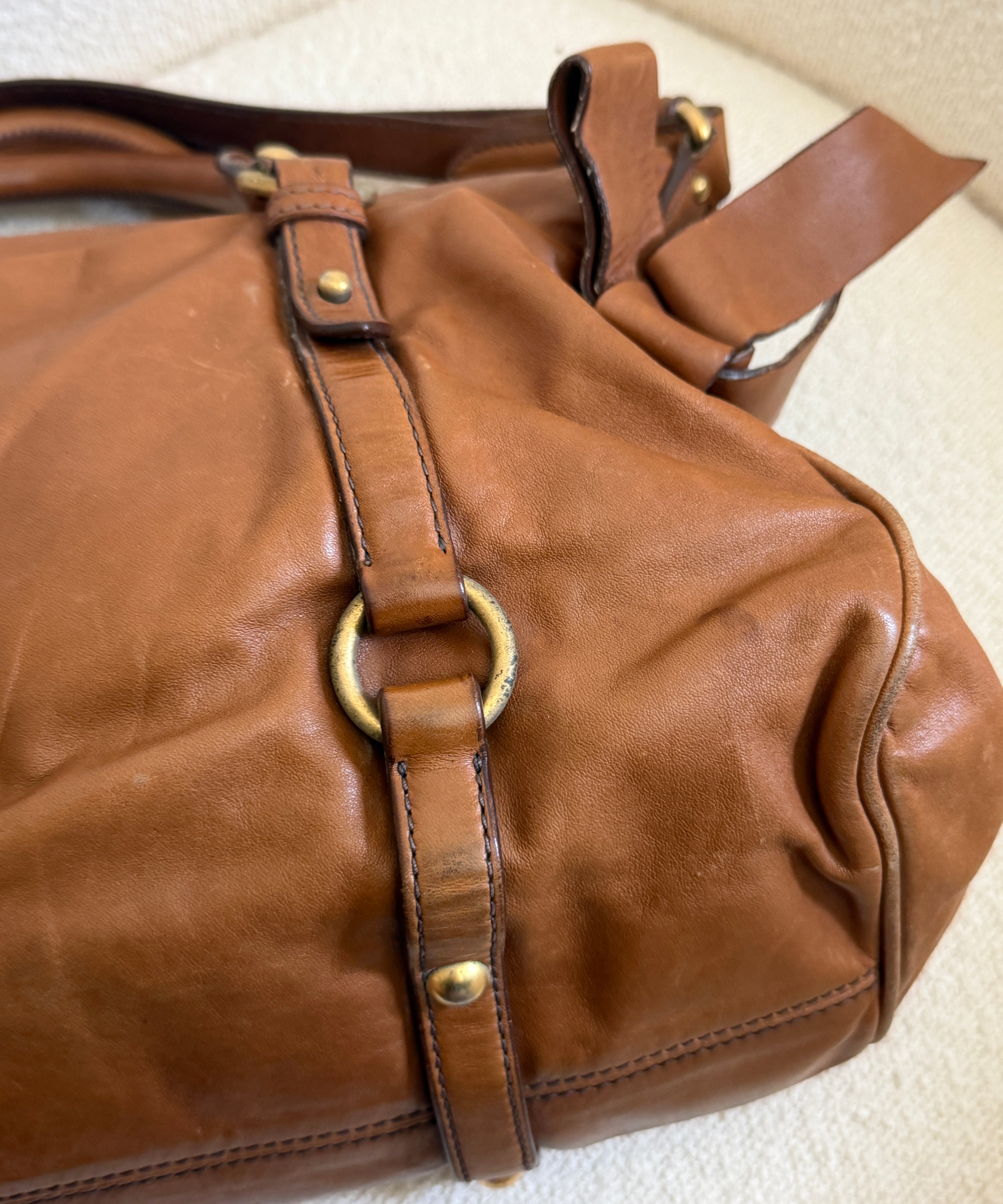 Miu Miu Tan Vitello Lux 2-Way Leather Hand Bag