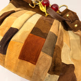 Coach Suede Patchwork Pleated Hobo Bag