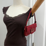 Red Mini Fendi Baguette Shoulder Bag