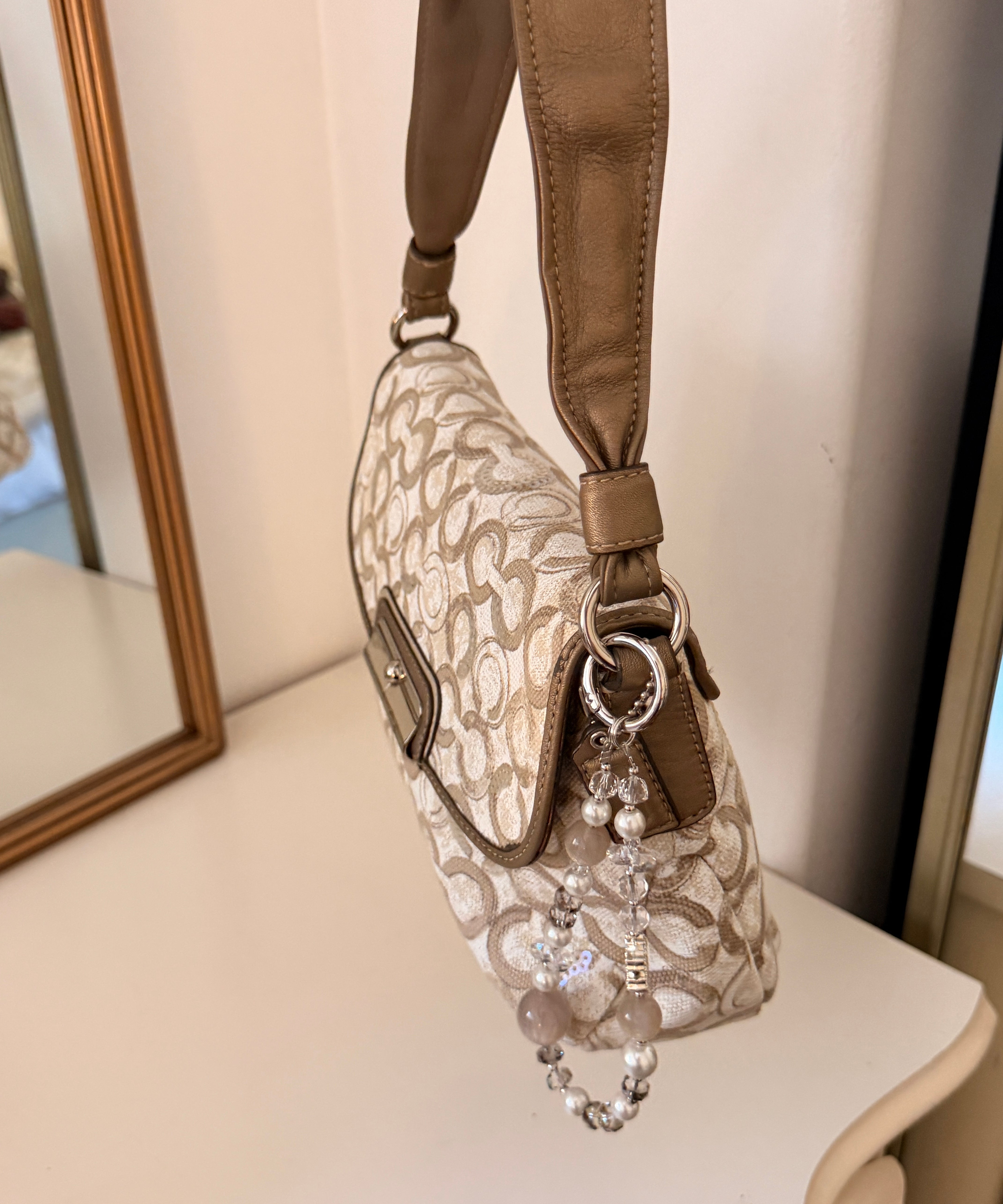 Coach Khaki Mini Kristen Leather  Bag