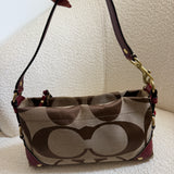 Rare Coach Red Trim Monogram Mini Carly Bag