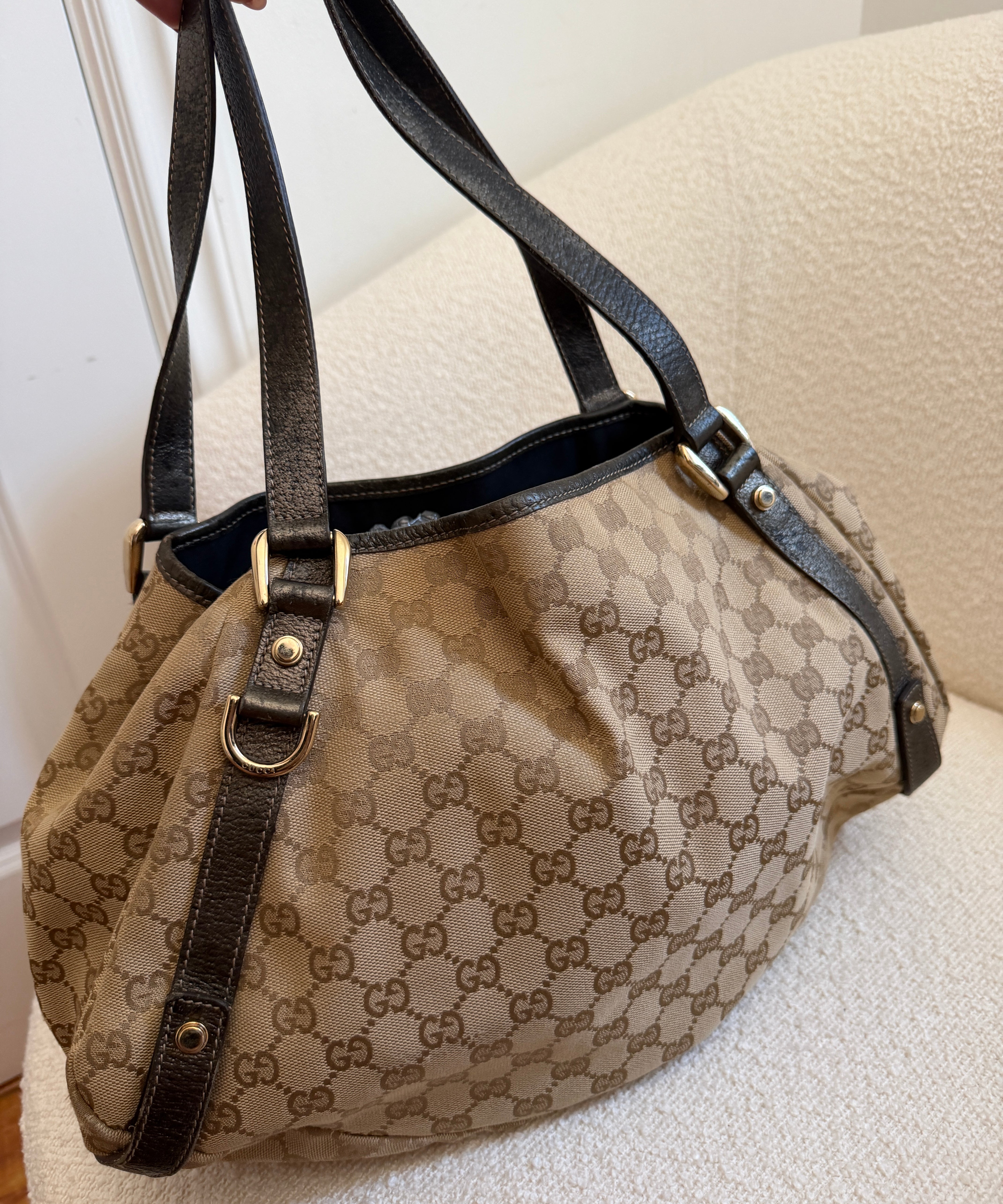 Brown GG Gucci Canvas Tote Bag