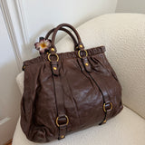 Miu Miu Brown Vitello XL Leather Bag
