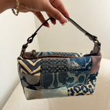 Rare Denim Coach Patchwork Signature Top Handle Pochette