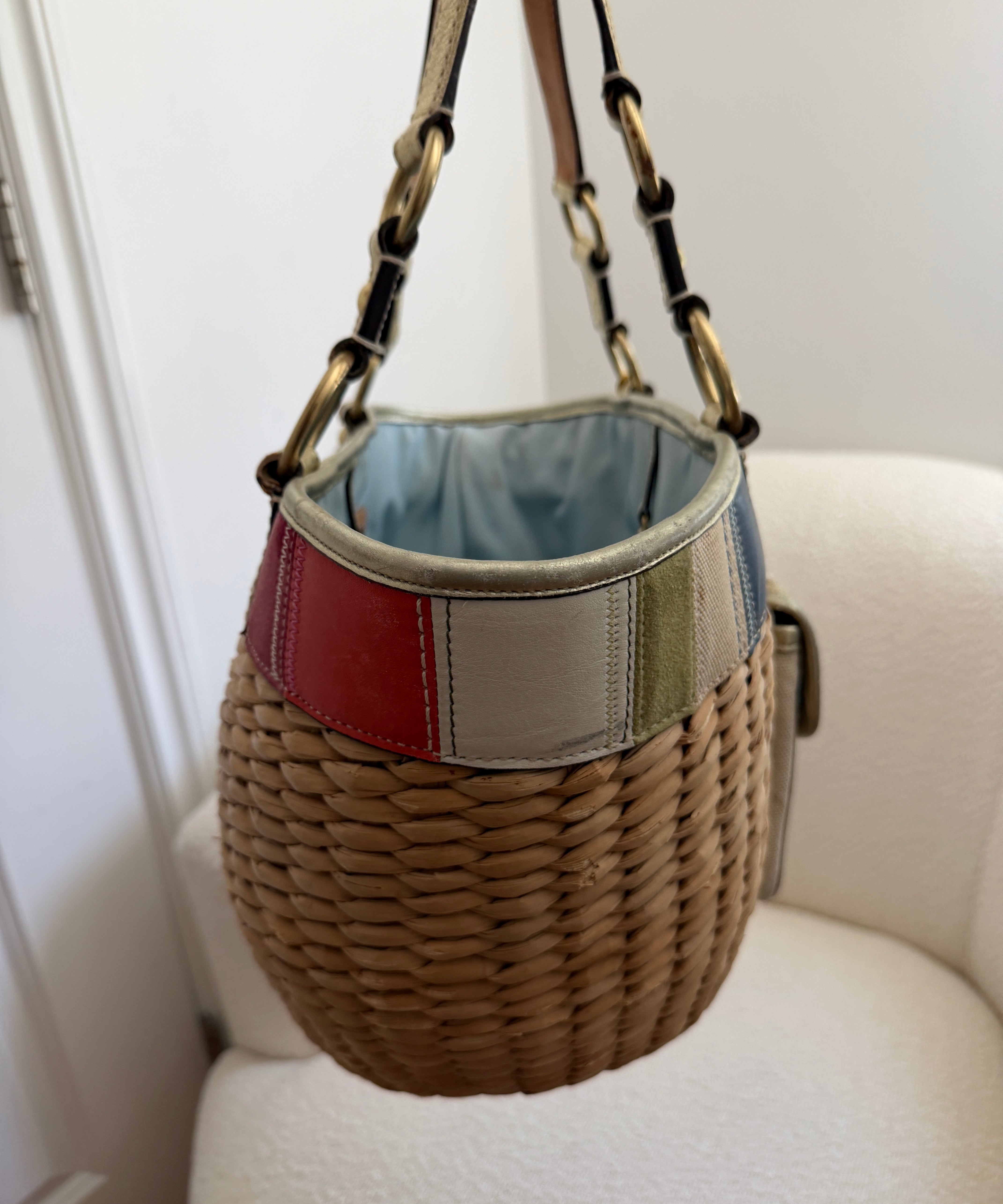 Coach Summer Legacy Bucket Woven Tote Bag