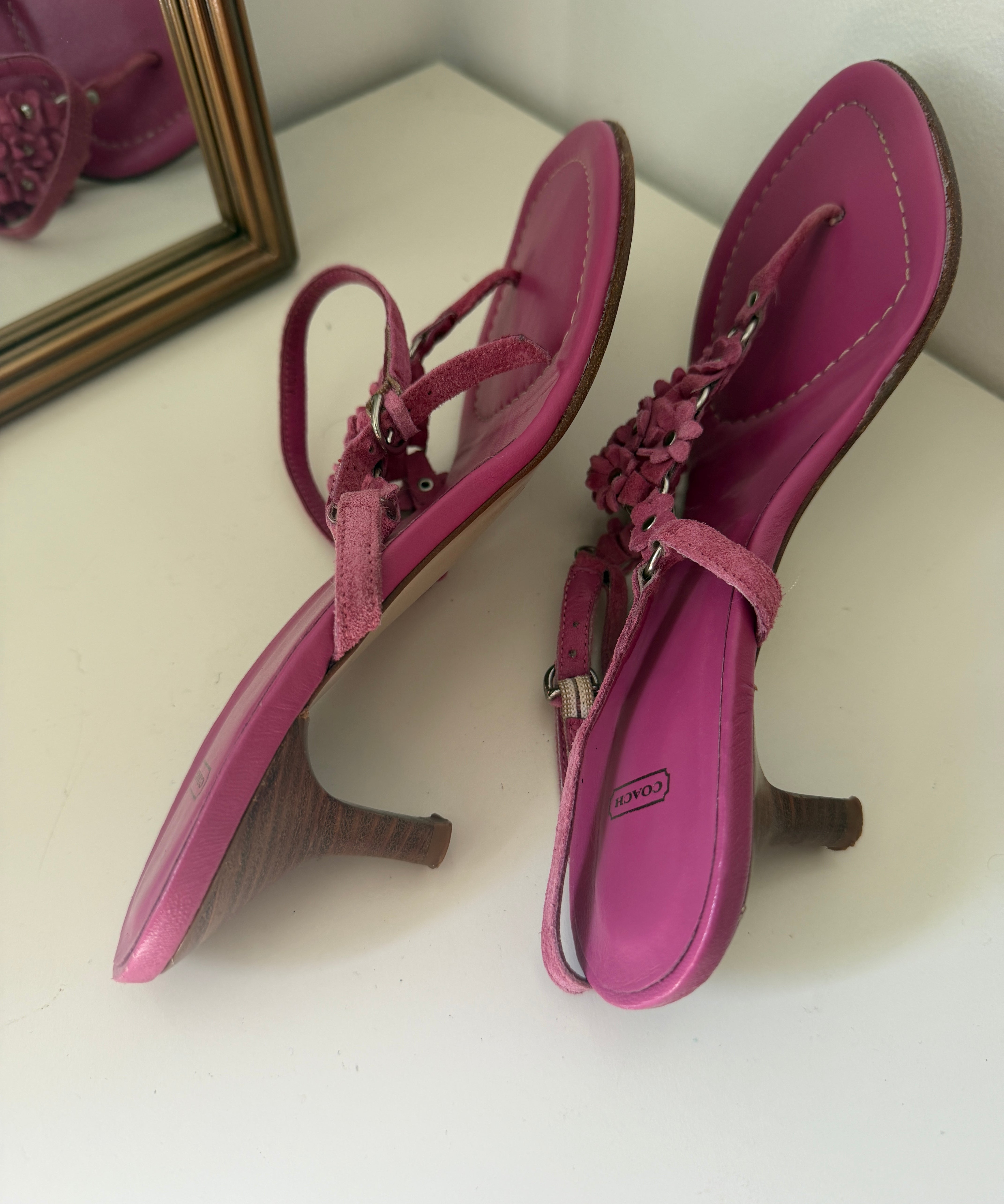 Coach Pink Floral Kitten Heels (8)