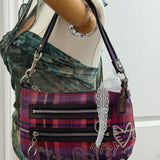 Coach Purple Plaid Poppy Signature Shoulder Bag