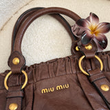 Miu Miu Brown Vitello XL Leather Bag