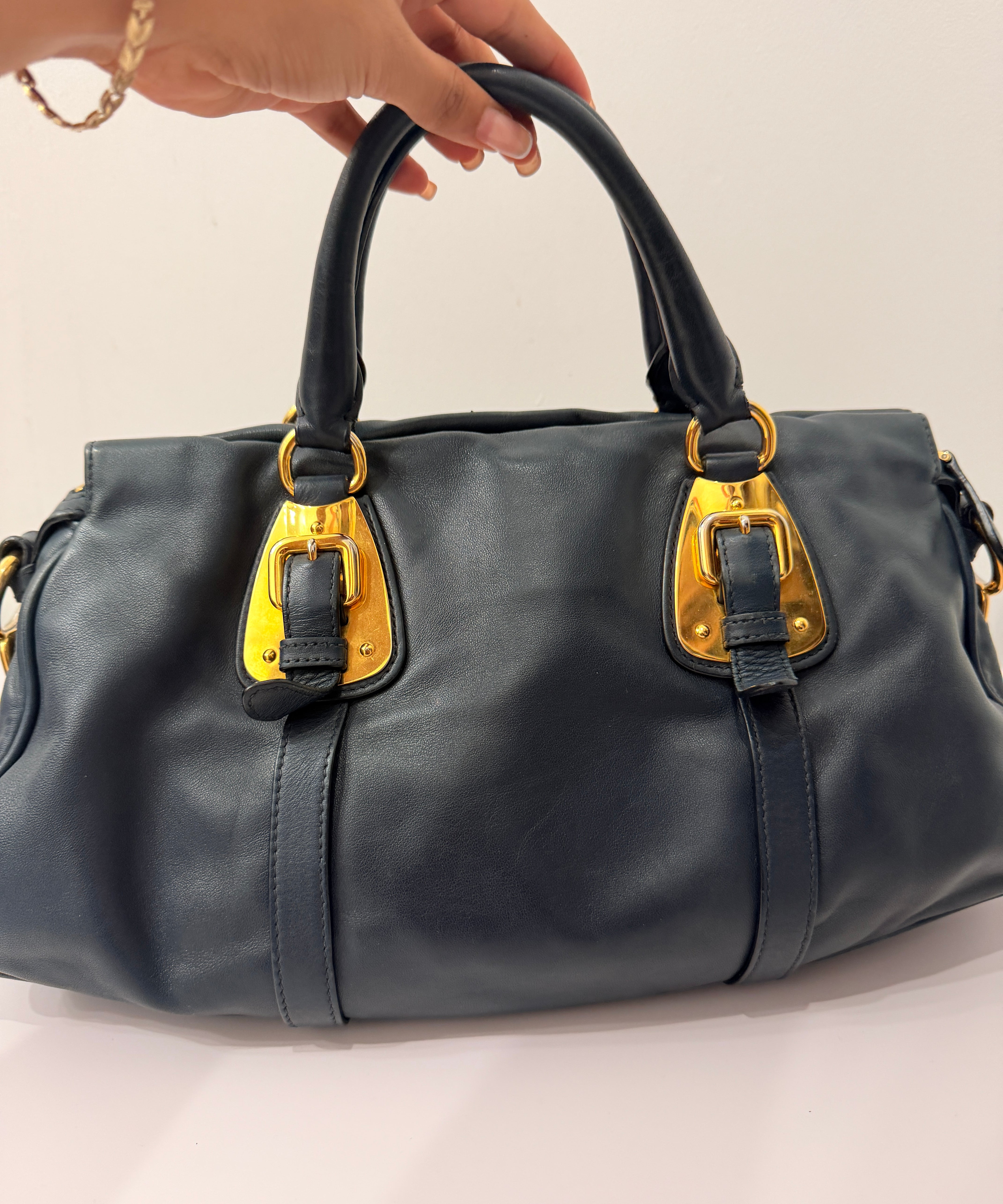 Navy Blue Prada Shoulder Bag