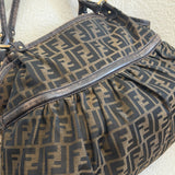Fendi Tobacco Canvas Zucca Chef Large Shoulder Bag