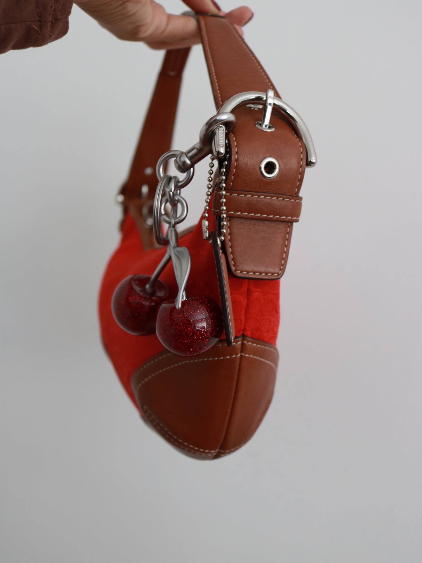 Rare Coach Red Signature Mini Hobo Bag