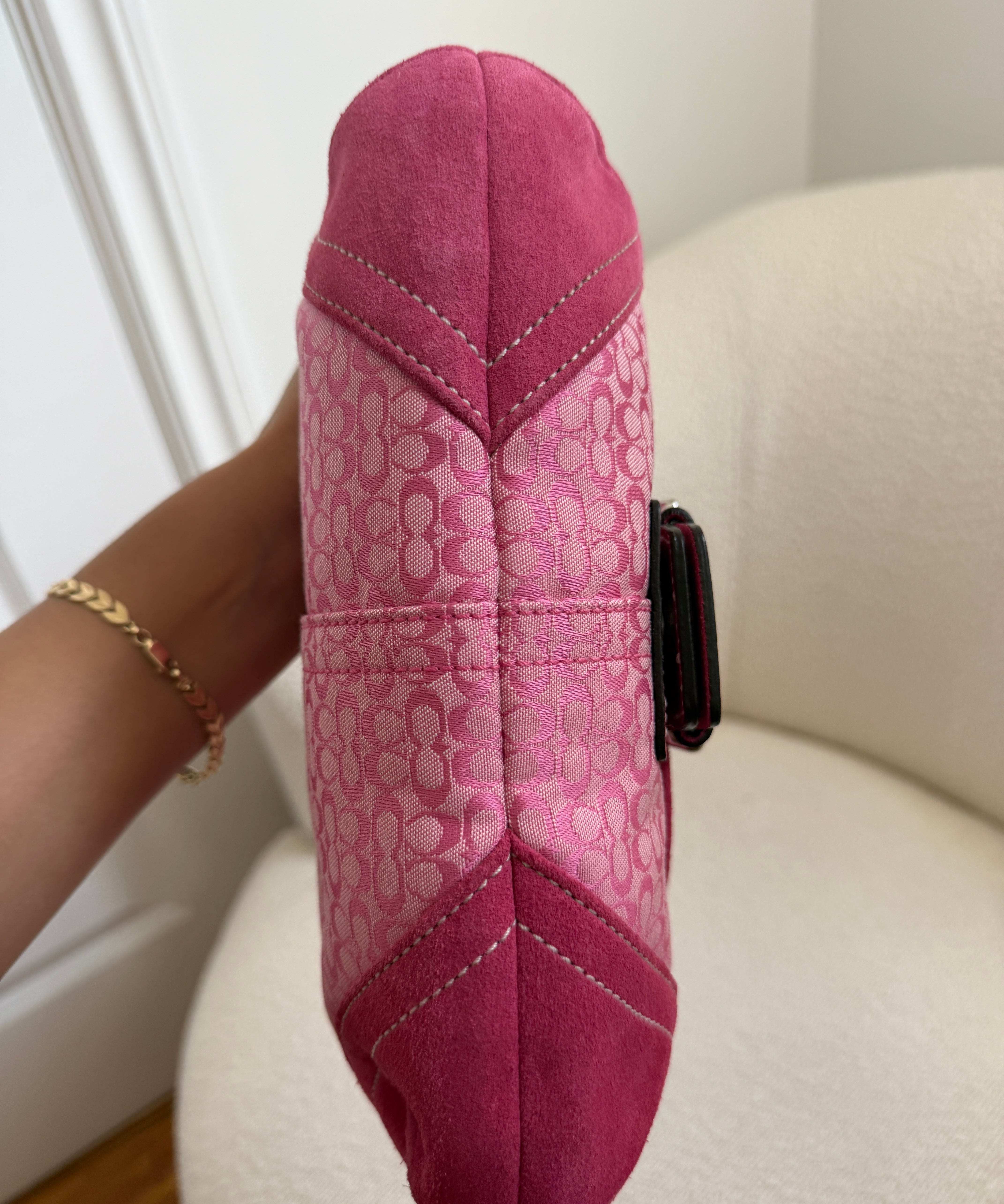 Rare Pink Suede Canvas Mini Soho Bag