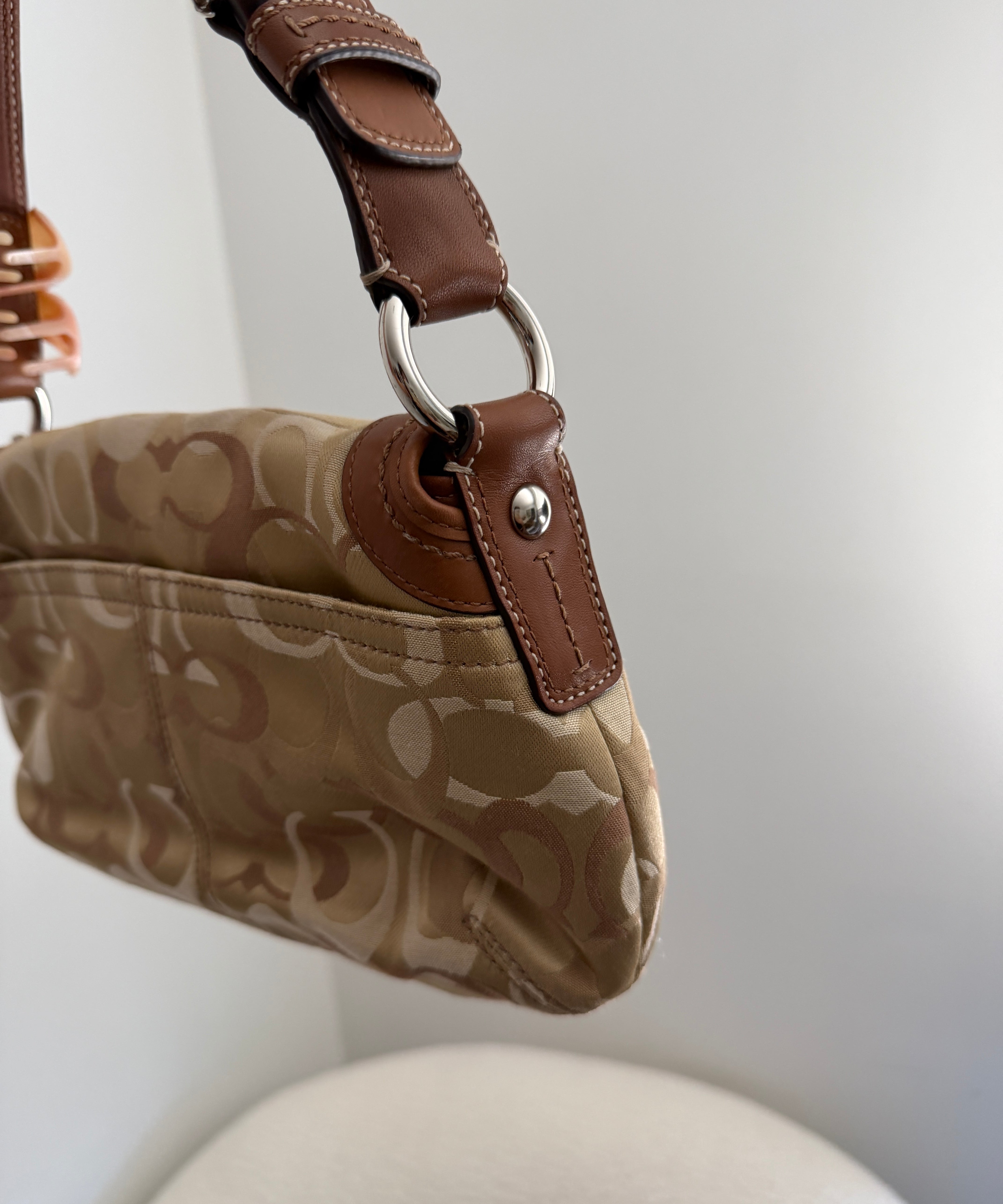 Coach Mini Tan Pleated Optic Soho Bag