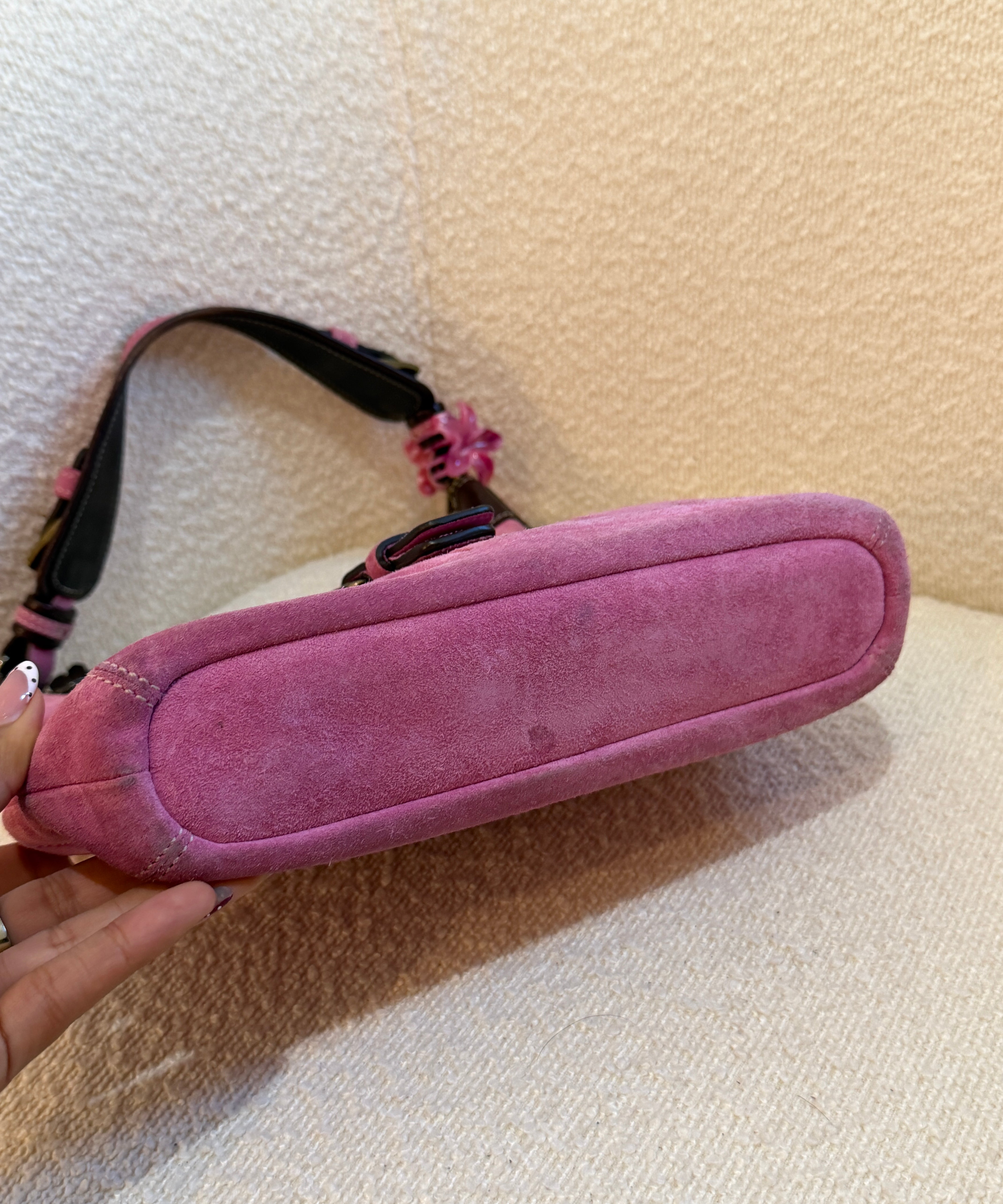 Coach Pink Suede Hamptons Hobo Bag