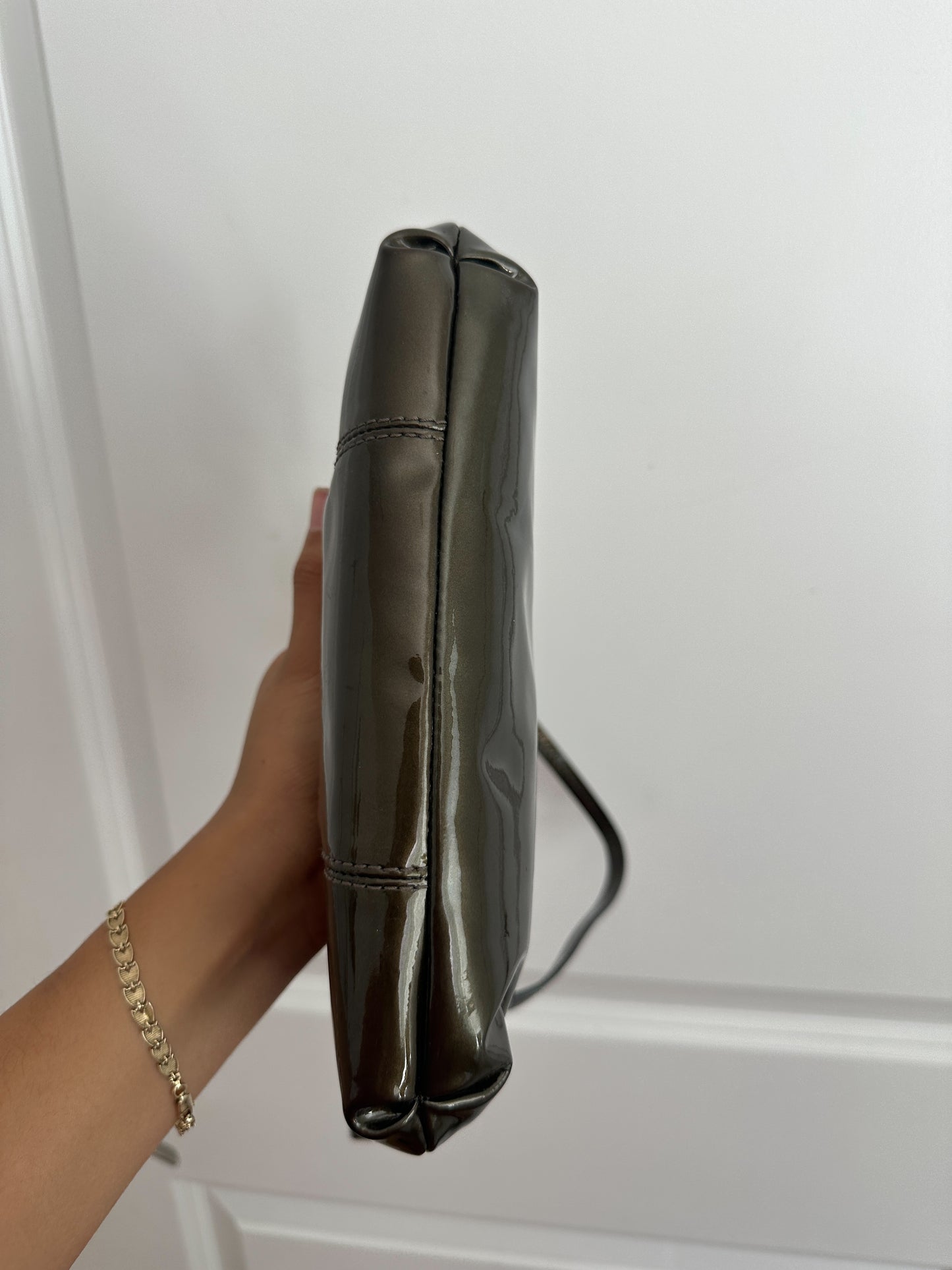Coach Olive Green Patent Leather Mini Bag