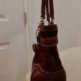 Coach Burgundy Suede Hamptons Carry-All Bag