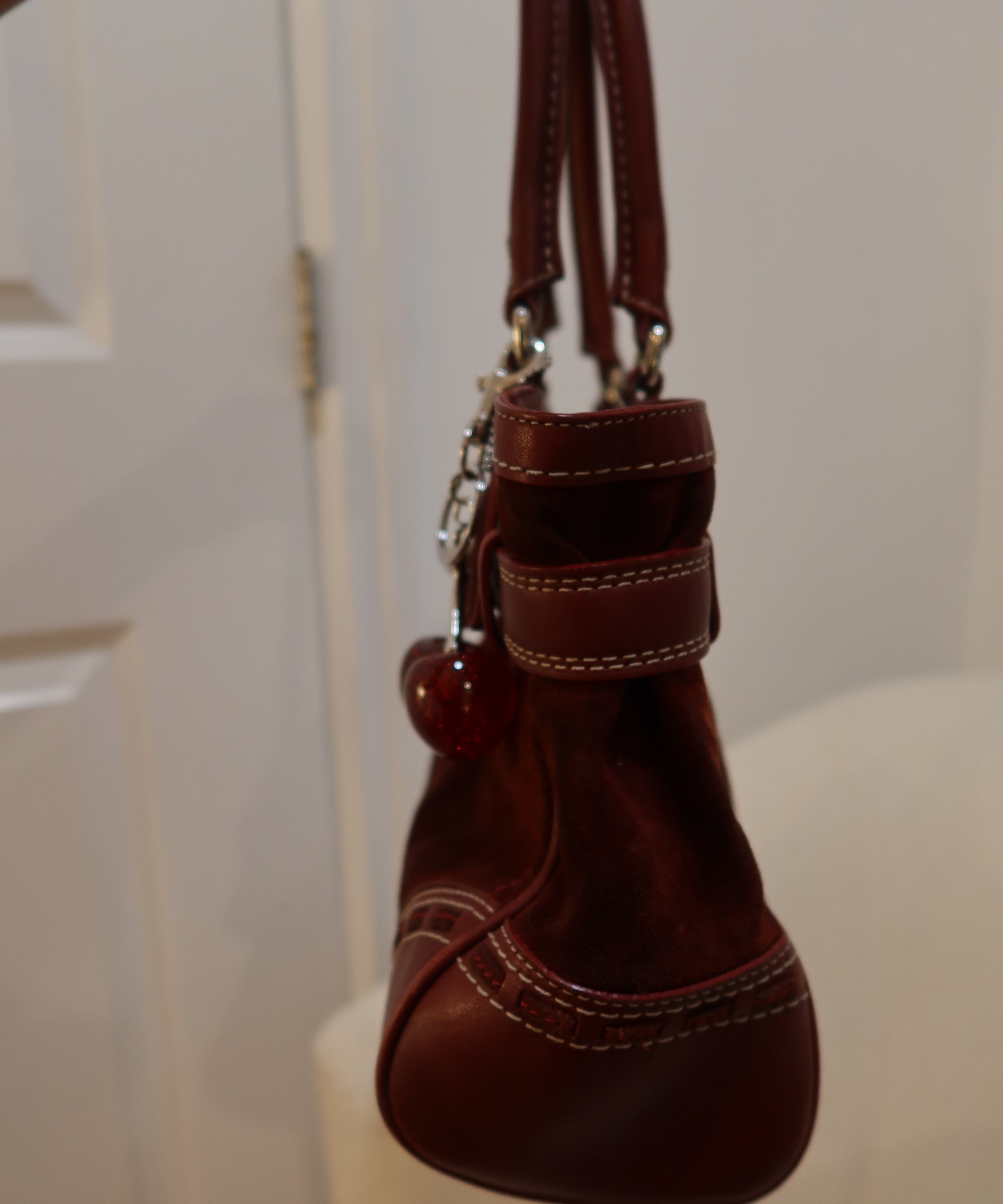 Coach Burgundy Suede Hamptons Carry-All Bag