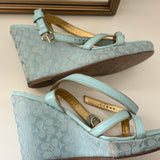 Coach Blue Peep-Toe Cathleen Wedges (7)