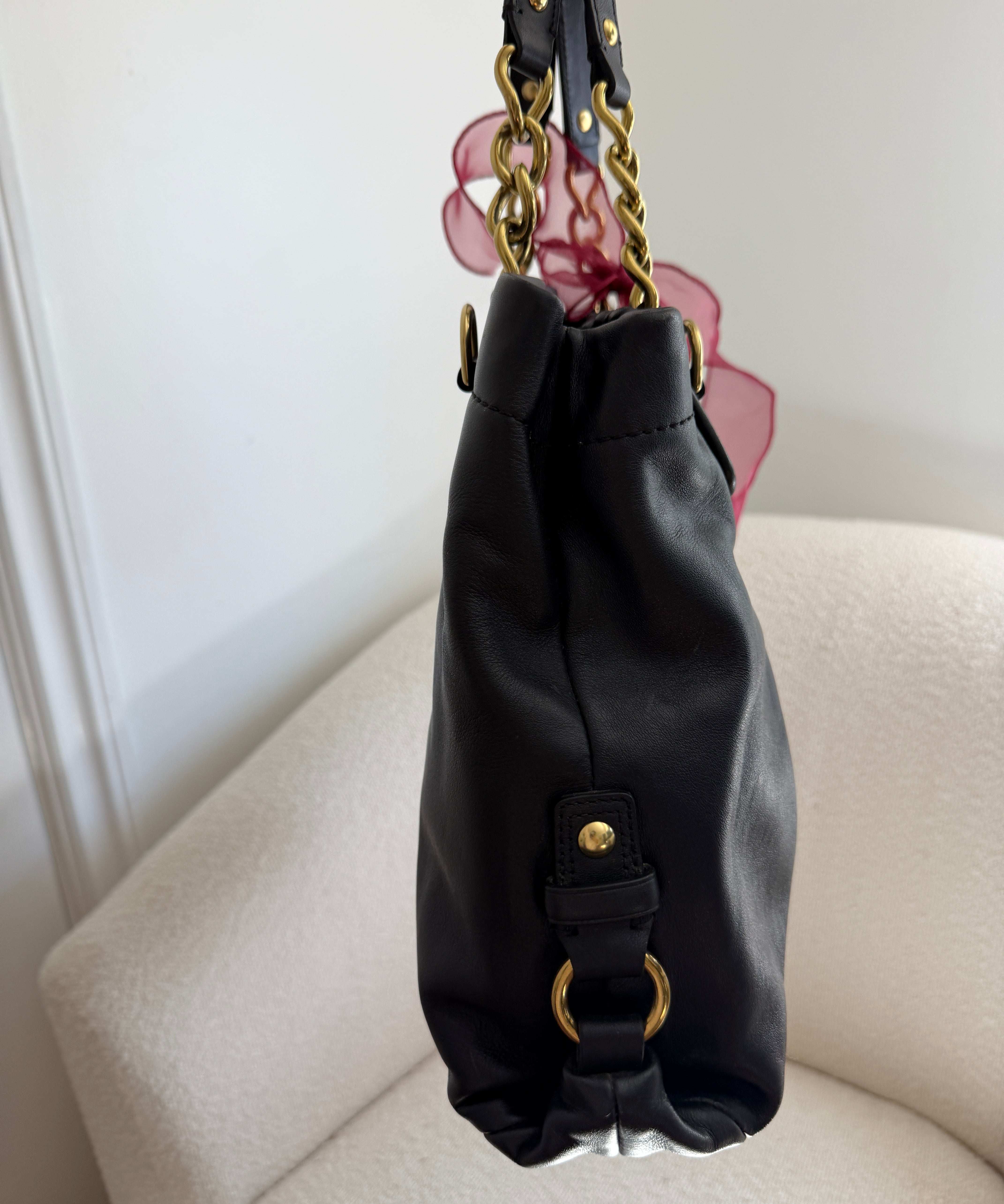 Coach Black Leather Ashley Carry-All Bag